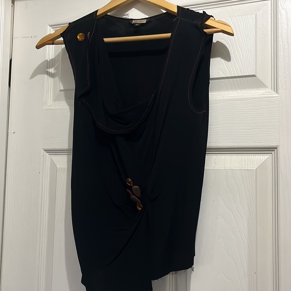 Rozae Nichols black crepe top with stone accent - Picture 2 of 11